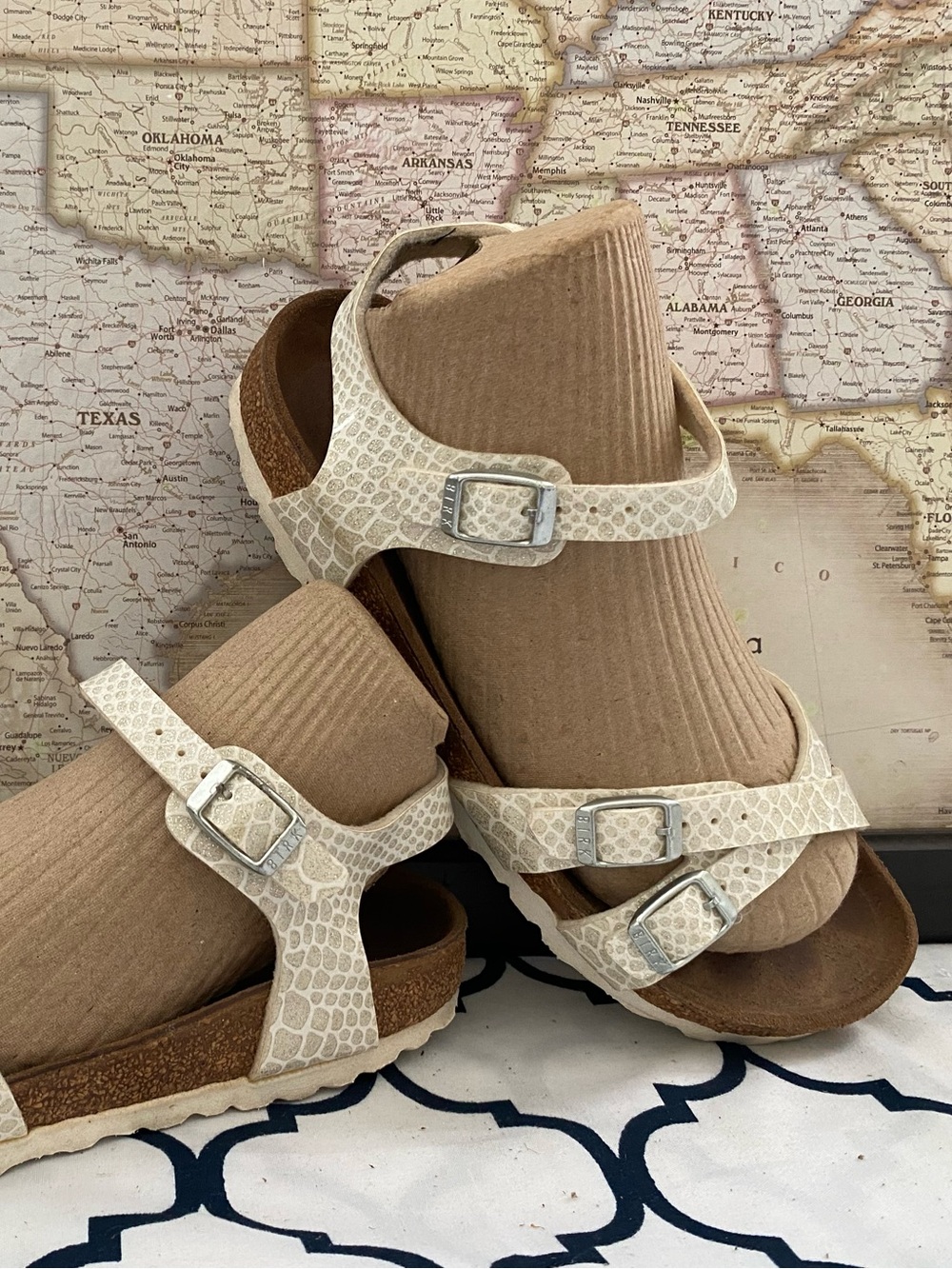 Pre-owned Birkenstock Kumba Sandal in Glitter Beige 38/7 Narrow Women’s